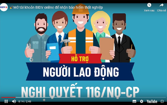 Mở tài khoản BIDV online để nhận bảo hiểm thất nghiệp