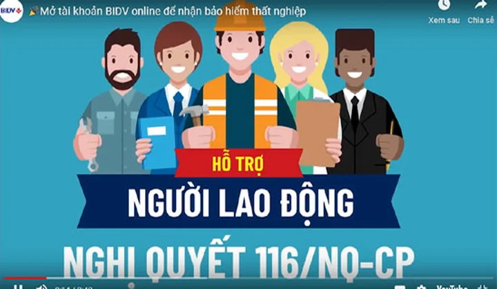 Mở tài khoản BIDV online để nhận bảo hiểm thất nghiệp