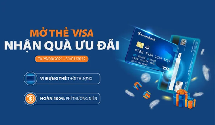 Sacombank ưu đãi khách hàng mở mới thẻ tín dụng Sacombank Visa