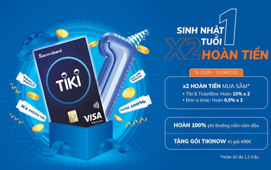 Sacombank ưu đãi mở thẻ Sacombank Tiki