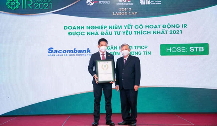 Sacombank vào Top 3 doanh nghiệp niêm yết được nhà đầu tư yêu thích nhất năm 2021