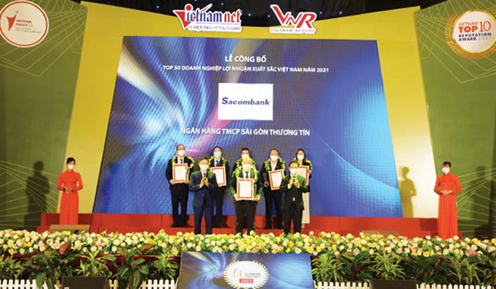 Sacombank vào Top 50 doanh nghiệp lợi nhuận xuất sắc năm 2021