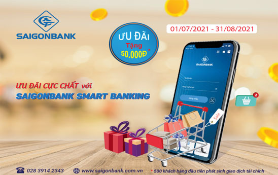 SaiGonBank ưu đãi sử dụng ứng dụng Smart Banking