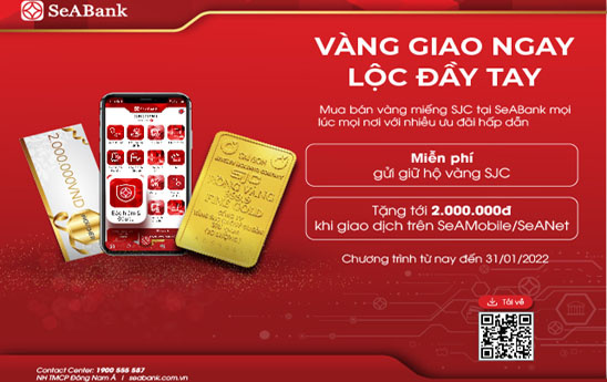 SeABank mở rộng cung cấp dịch vụ bán vàng SJC trực tuyến