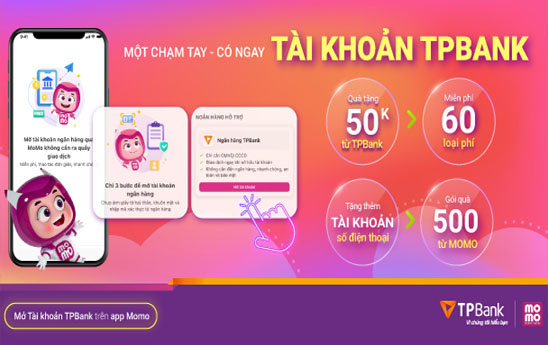 TPBank ứu đãi khách hàng mở tài khoản trên app MoMo