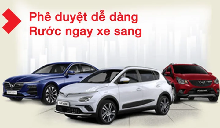 Techcombank thẩm định hạn mức vay 100% trực tuyến cho xe VinFast