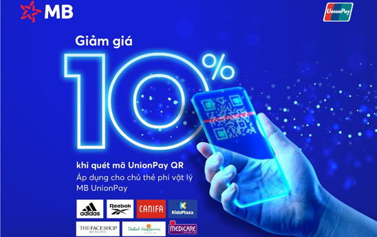Thanh toán UnionPay bằng App MBBank giảm ngay 10%