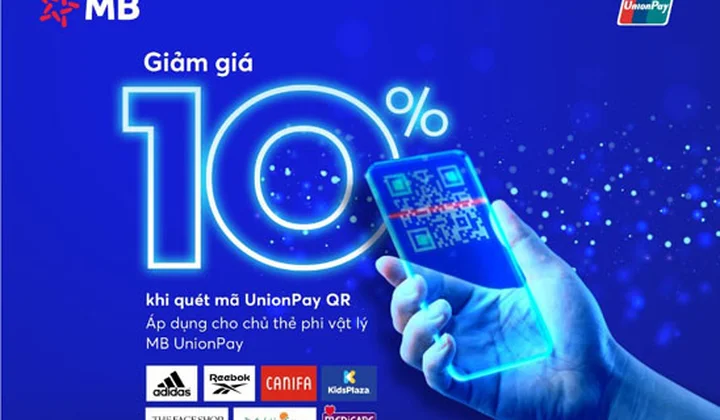 Thanh toán UnionPay bằng App MBBank giảm ngay 10%