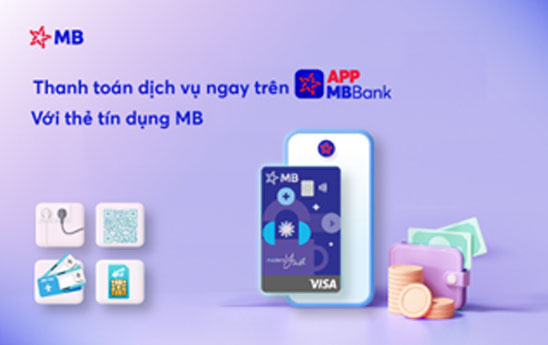 Thanh toán hóa đơn/dịch vụ với thẻ tín dụng MB ngay trên App MBBank