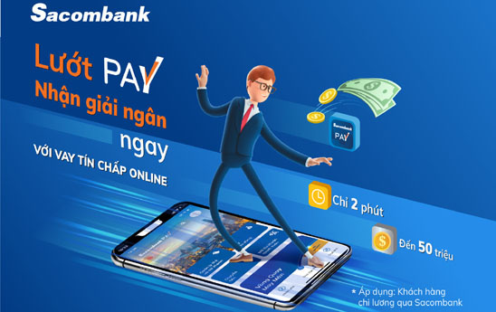 Vay trả góp không cần tài sản bảo đảm trên SacombankPay