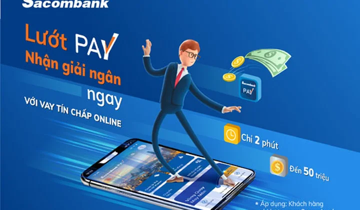 Vay trả góp không cần tài sản bảo đảm trên SacombankPay