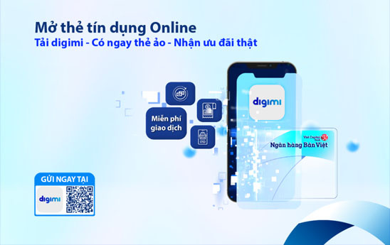 Viet Capital Bank triển khai tính năng mở thẻ tín dụng online tại Ngân hàng số digimi