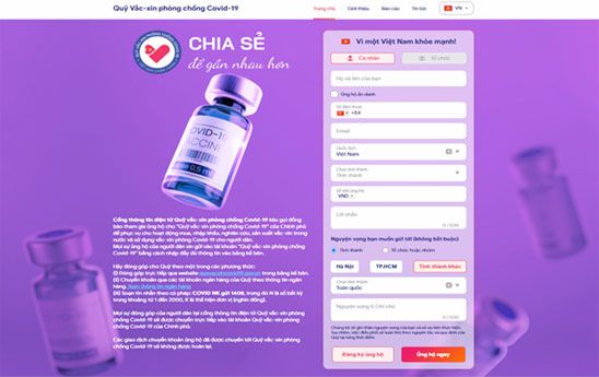 Vietcombank miễn phí đóng góp trên website của Quỹ vắc-xin phòng chống Covid-19