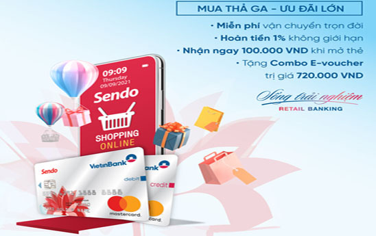 VietinBank tặng chủ thẻ tín dụng phí vận chuyển khi mua sắm trên Sendo