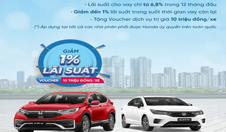 VietinBank ưu đãi giảm lãi suất cho vay mua ô tô Honda