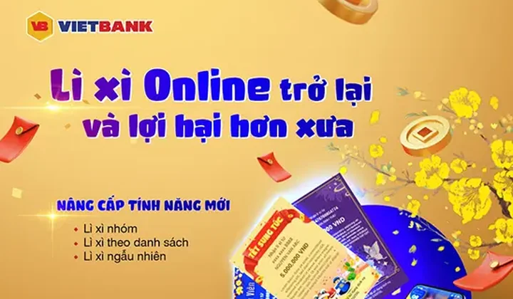 Vietbank Digital đã nâng cấp tính năng lì xì online