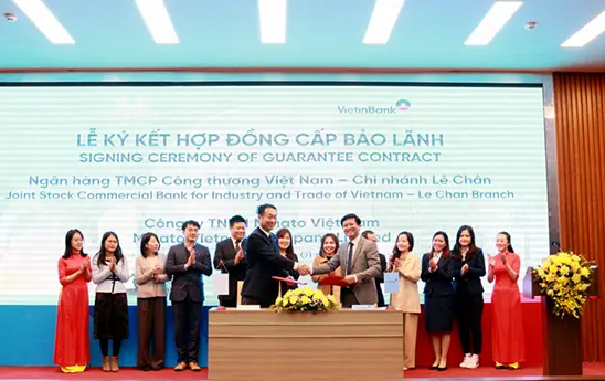 VietinBank Lê Chân ký kết hợp đồng cấp bảo lãnh trị giá 800 tỷ đồng với Công ty Minato