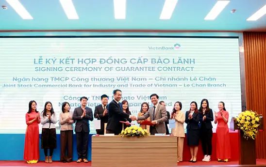 VietinBank Lê Chân ký kết hợp đồng cấp bảo lãnh trị giá 800 tỷ đồng với Công ty Minato