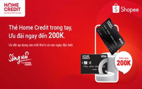 Chủ thẻ Home Credit nhận ưu đãi khi mua sắm tại Shopee