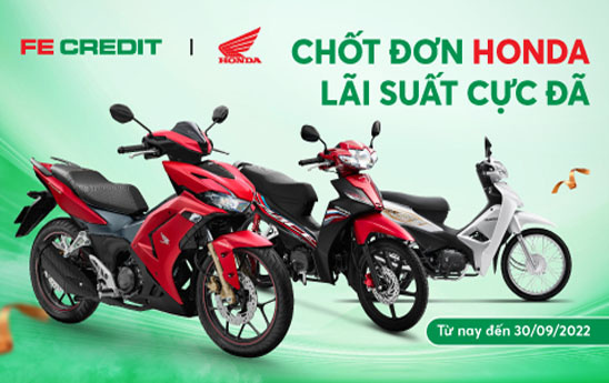 FE CREDIT ưu đãi lãi suất cho khách hàng mua xe máy Honda trả góp