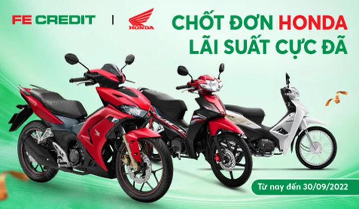 FE CREDIT ưu đãi lãi suất cho khách hàng mua xe máy Honda trả góp