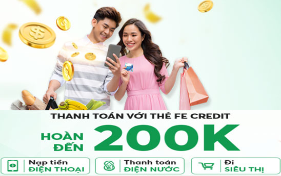 FE Credit hoàn tiền chủ thẻ vui đón Tết
