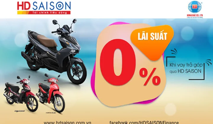 HD SAISON ưu đãi 0% khi sắm xe Honda tại hệ thống cửa hàng Hồng Đức