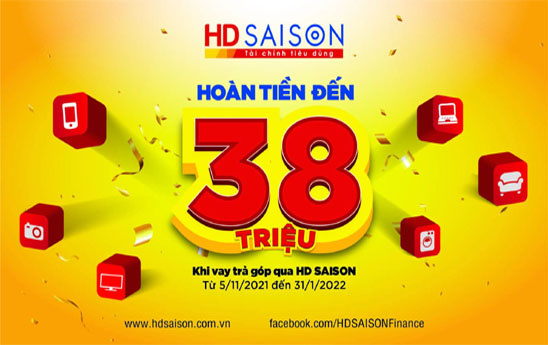 HD SAISON với gói vay hoàn tiền đến 38 triệu
