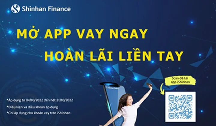 Hoàn tiền đến 400K cho khách hàng vay tiêu dùng qua ứng dụng di động iShinhan