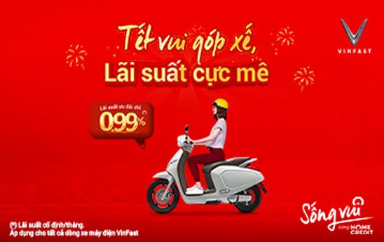 Home Credit ưu đãi cho gói vay mua xe máy điện VinFast
