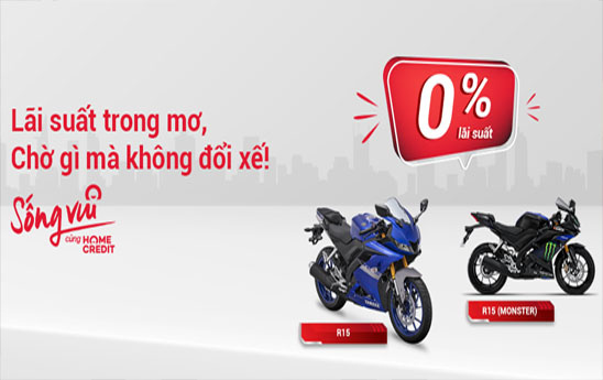 Home Credit ưu đãi lãi suất 0% mua xe Yamaha