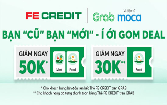 Liên kết thẻ FE CREDIT trên ứng dụng GRAB để nhận ưu đãi đến 130.000 đồng