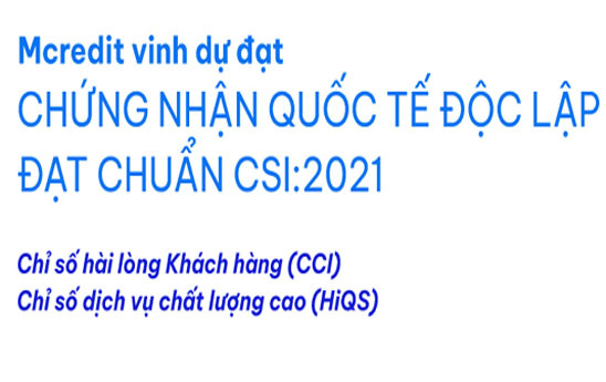 Mcredit đạt chứng nhận quốc tế độc lập đạt chuẩn CSI:2021