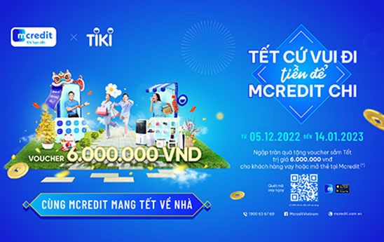 Mcredit tặng voucher cho khách hàng tới 6,000,000 đồng khi mua sắm trên Tiki