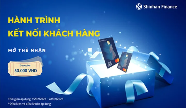 Mở thẻ tín dụng Shinhan Finance Mastercard nhận e-voucher 50.000 VNĐ