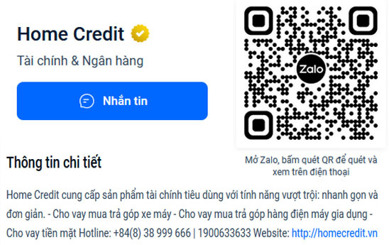 Nhấn "Quan tâm" trong trang Zalo OA của Home Credit được nhận voucher mua sắm 500.000 đồng