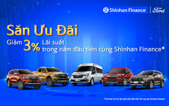 Shinhan Finance hợp tác với Ford Việt Nam giảm 3% lãi suất vay, mua ô tô cho khách hàng