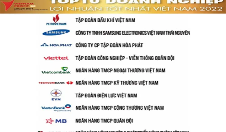 5 ngân hàng Hội viên của Hiệp hội Ngân hàng lọt vào Top 10 doanh nghiệp có lợi nhuận tốt nhất Việt Nam