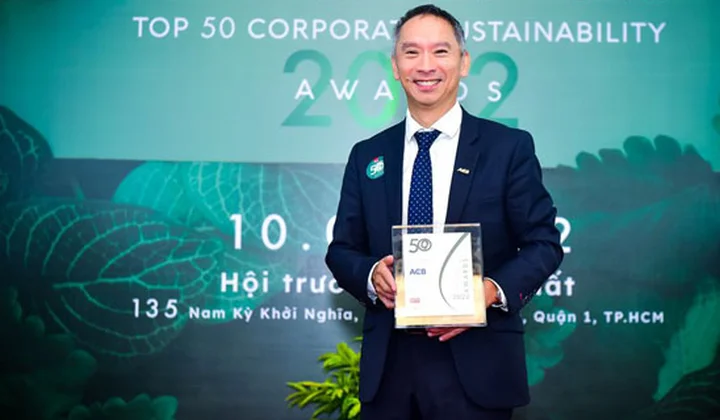 ACB nhận giải thưởng “Top 50 Doanh nghiệp phát triển bền vững tiêu biểu 2022”