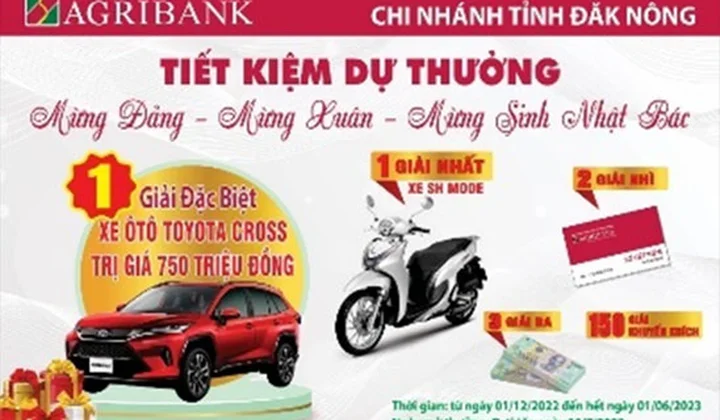 Agribank Đắk Nông triển khai chương trình tiết kiệm dự thưởng “Mừng Đảng - Mừng Xuân - Mừng sinh nhật Bác”