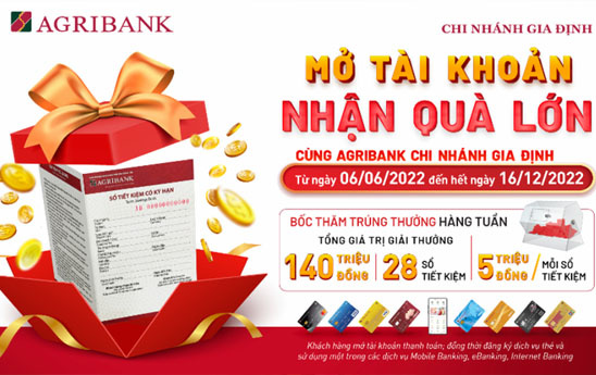 Agribank Gia Định khuyến mại mở tài khoản, nhận quà lớn