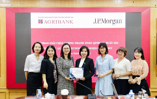 Agribank được JP Morgan trao giải chất lượng thanh toán xuất sắc