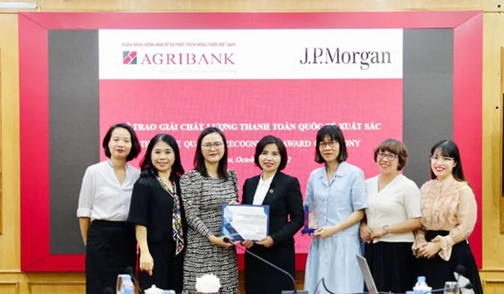 Agribank được JP Morgan trao giải chất lượng thanh toán xuất sắc