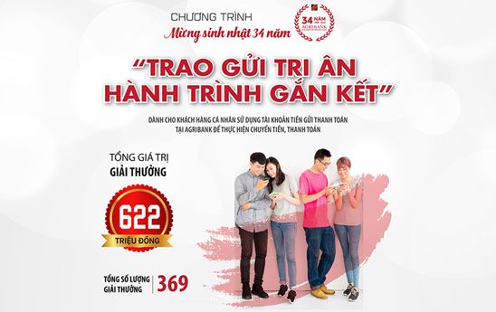 Agribank khuyến mãi mừng sinh nhật “Trao gửi tri ân - Hành trình gắn kết”