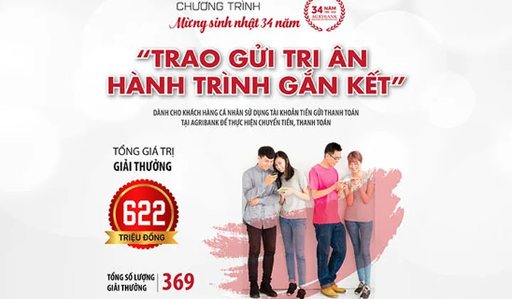 Agribank khuyến mãi mừng sinh nhật “Trao gửi tri ân - Hành trình gắn kết”