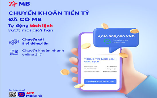 App MBBank tích hợp thêm tính năng “Tách lệnh tự động”