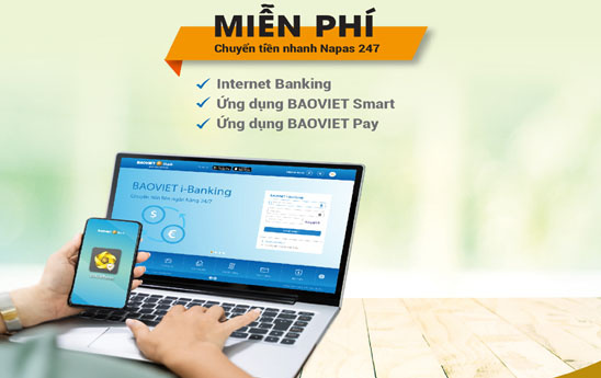 BAOVIET Bank miễn phí chuyển tiền nhanh Napas 247
