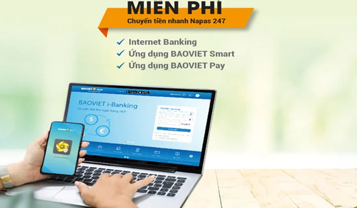 BAOVIET Bank miễn phí chuyển tiền nhanh Napas 247