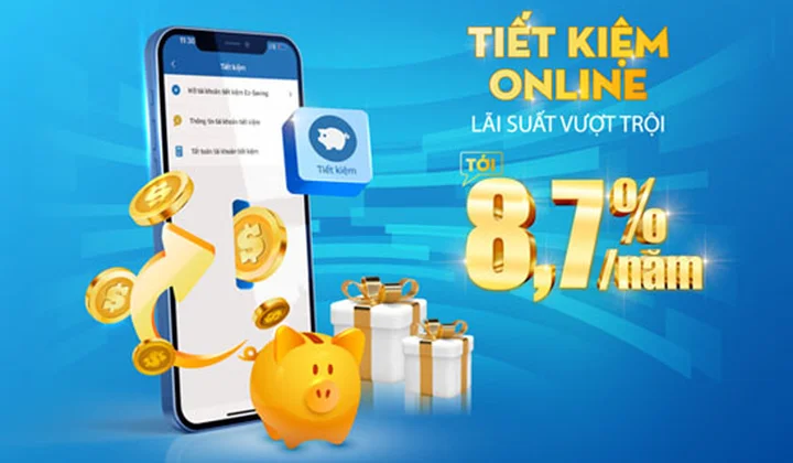 BAOVIET Bank ưu đãi khách hàng gửi tiết kiệm Online với lãi suất tới 8.7%/năm