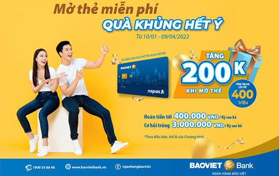 BaoVietBank mở Thẻ miễn phí - quà khủng hết ý